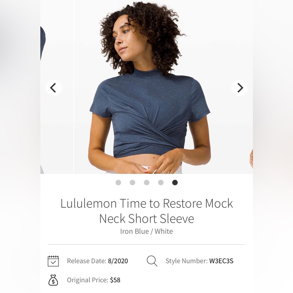 Lululemon Time to Restore Blue and White Mock Neck Short Sleeve 6